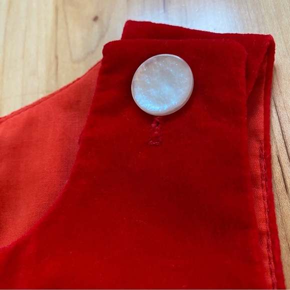 VINTAGE Velour Christmas Baby Red Jonjon Shortall Outfit Romper Mother of Pearl - Picture 4 of 11